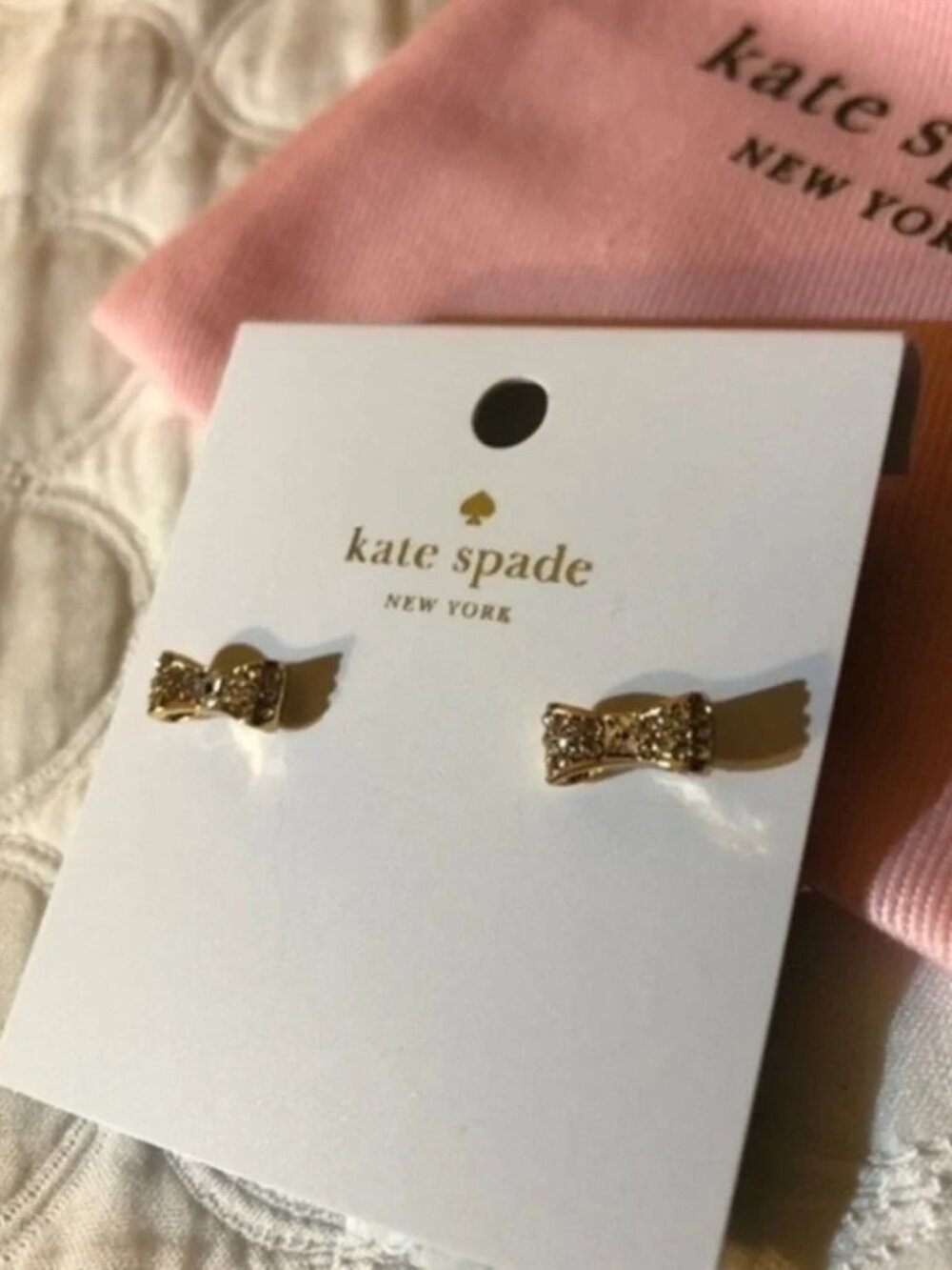 Kate Spade New York Pavé Bow Stud Earrings NWT